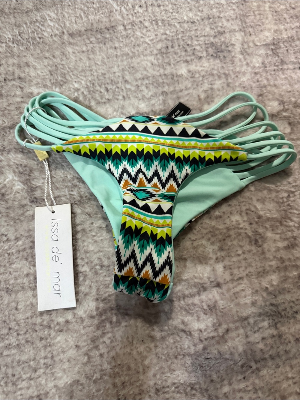Issa de Mar Mint Aztec-Print Strappy Bikini Bottom